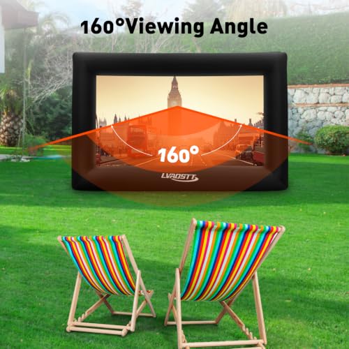 Inflatable Projector Screen, 16FT Blow Up Movie Screen Outdoor Projector, Easy Set Up One-piece Design Front & Rear Projection with Air Blower for Outside Backyard Family Movie Night Pool Party - size: 16FT
