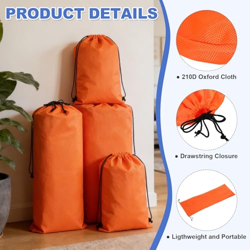18 x 10 Inch Tripod Monopod Case Bag, Oxford Cloth Foldable Tripod Carrying Case Bag with Drawstring, Fits Speaker/Light Stand/Studio/Outdoor/Travel/Camping, Orange - size: 18x10 Inch