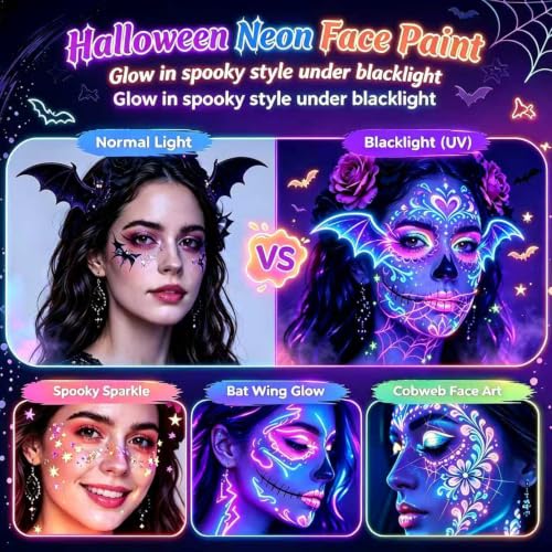 Face Painting Kit for Kids and Adults ,Halloween Face Paint Makeup Kit | Non-toxic, Water-Activated Face Paint Makeup Set, Ideal for HalloweenCosplay、Parties、Special Effects、Artistic Stage Makeup