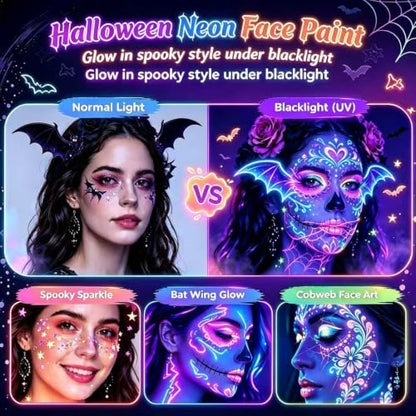 Face Painting Kit for Kids and Adults ,Halloween Face Paint Makeup Kit | Non-toxic, Water-Activated Face Paint Makeup Set, Ideal for HalloweenCosplay、Parties、Special Effects、Artistic Stage Makeup
