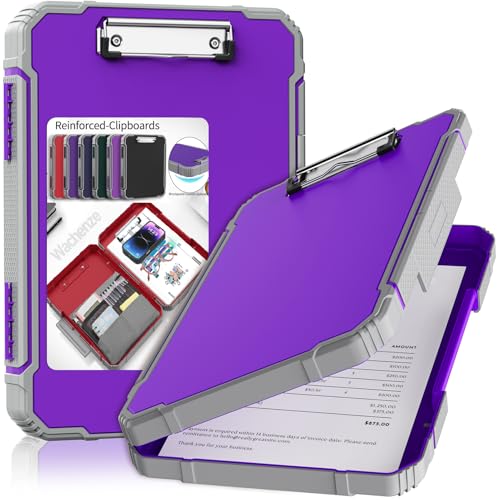 Clipboard, Clipboard with Storage, Heavy Duty Clip Boards 8.5x11, Protective Over Molded Edge, Plastic Clipboards, Contractor Folder with Internal Pen Pouch for Driver (Dark Purple) - color: Dark Purple