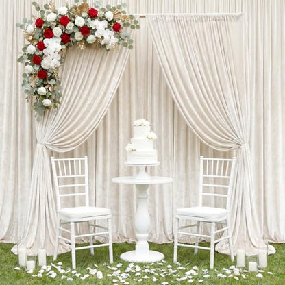 Hunnmingre 2 Pcs 5 X10 ft Ivory White Velvet Curtains Backdrop Drapes | Wrinkle Free Silky, Velvet Wedding Backdrop Drapes, Photo Curtains for Parties Birthday Baby Shower Photography Background - color: ivory white