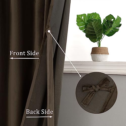 Hiasan Velvet Blackout Curtains 63 inches Length 2 Panels 52W x 63L Brown - color: Brown, size: 52"W x 63"L (Pack of 2)