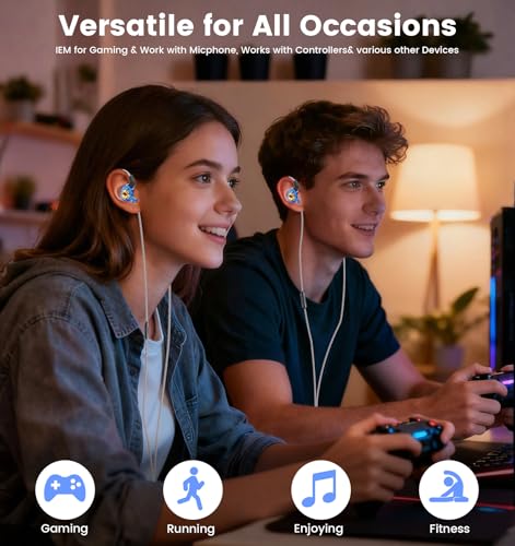 Wired IEM Earbuds, QKZ Ak6 SRS Gaming Headphones in-Ear Monitor with 11mm DD for Crystal Clear Hi-Res Sound,Earphones with Microphone&OFC Cable for Gaming,Video Musicians, Singers - color: Blue