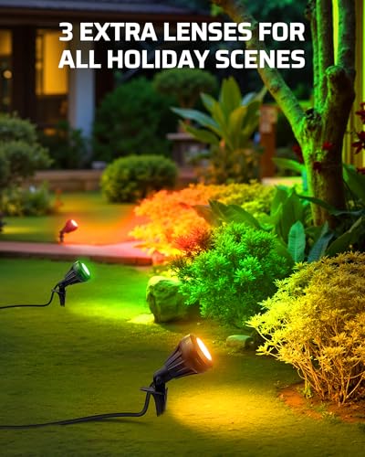 DEWENWILS 120V LED Outdoor Spotlight, 3 Extra Lenses 5.5W Landscape Light - color: Black