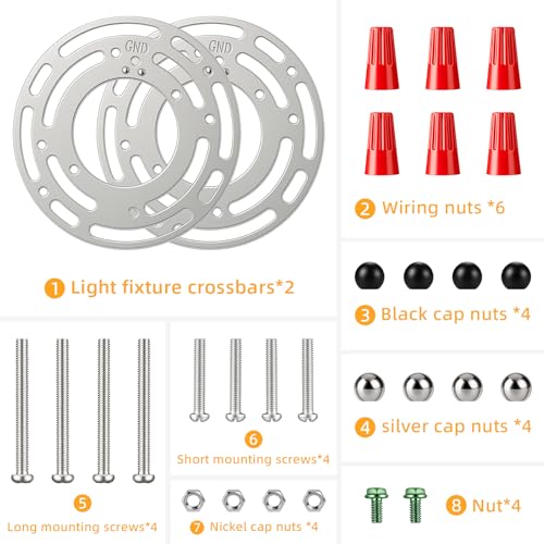 2-Pack Light Fixture Mounting Bracket, 4” Universal Mounting Plate | Round Light Fixture Mounting Plate with Screw and Nuts for Chandelier, Ceiling Light, Floor Lamp, Wall Sconce Repair and DIY