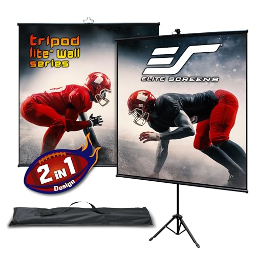 Elite Screens Tripod Lite Wall Series, 2in1 Portable Projector Screen Dual Tripod Stand/Wall Mount Indoor/Outdoor 50-INCH, 1:1 w/Carrying Bag, US Based Company 2-Year Warranty - T50SW, Black - color: Black, size: 50-inch/ 1:1, style: Tripod Lite Wall