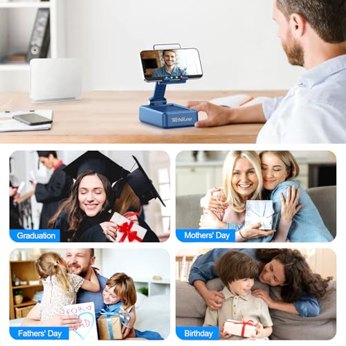 TechGlow Gifts for Men Women Foldable Cellphone Stand with Bluetooth Speaker and Charging Funtion Birthday Gift Idea for Mom Dad Cool Gadget Tech Gifts-Blue - color: Blue