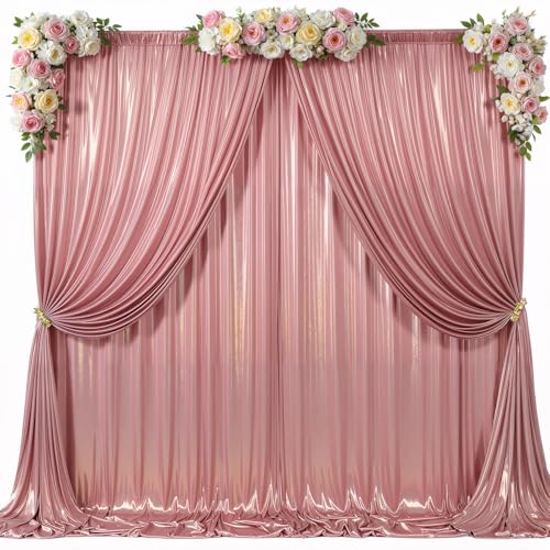 10x10ft Rose Gold Glitter Sequin Photo Backdrop Curtain for Parties - color: Rose Gold, size: 10 ft X 10 ft(2 Panels 5ft X 10ft)