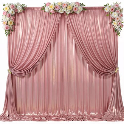10x10ft Rose Gold Glitter Sequin Photo Backdrop Curtain for Parties - color: Rose Gold, size: 10 ft X 10 ft(2 Panels 5ft X 10ft)