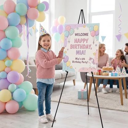 Nicpro 6 Pack 63 Inches Easel Stand for Sign, Black, with Carry Bags | Lightweight Metal Display Easel & Poster Stand, Adjustable Portable Easels for Display, Signs, Arts, Posters, Wedding Sign