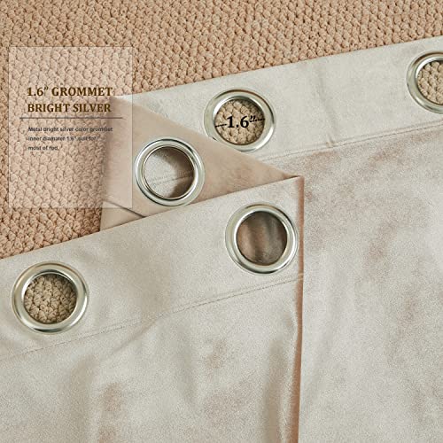 Velvet Champagne Grommet Blackout Curtains 84 inch Length for Living Room - color: Beige/Champagne, size: 52"W x 84"L (Pack of 2)
