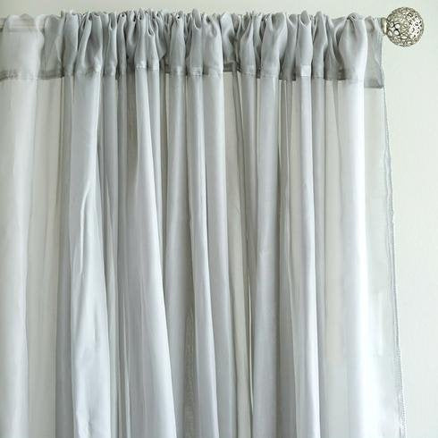 TABLECLOTHSFACTORY 10FT Fire Retardant Silver Sheer Voil Curtain Panel Backdrop - Premium Collection - color: Silver, size: 120"W x 120"L (Pack of 1)