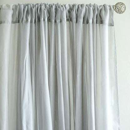 TABLECLOTHSFACTORY 10FT Fire Retardant Silver Sheer Voil Curtain Panel Backdrop - Premium Collection - color: Silver, size: 120"W x 120"L (Pack of 1)