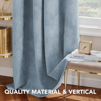 H.VERSAILTEX Velvet 100% Blackout Curtains for Living Room Full Light Blocking Curtains Thermal Insulated Room Window Drapes Soft Luxury Curtains Grommet Top 2 Panels (55" W x 63" L, Stone Blue) - color: Stone Blue, size: 55"W x 63"L (Pack of 2)