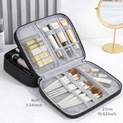 Electronic Organizer Travel Essentials Case, Waterproof Double Layer Cable Storage Pouch Bag for Charger, USB Cords, Power Bank, Phone Mouse SD Card Earphone Camera, Tablet (Up to 11 inch)