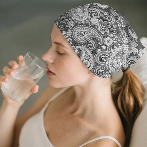 Art Owl Women's Slouchy Beanie Hat Cute Turban Hats Cancer Headwear Caps Baggy Skull Sleep Scarf - color: Gray Boho Printed