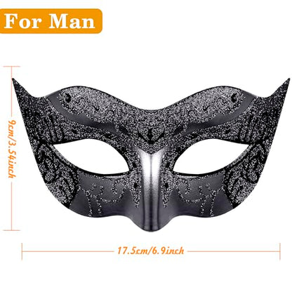 SIQUK Couple Masquerade Masks Set Venetian Party Mask Costume Mask - color: Bow Black