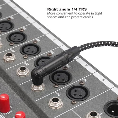 1Feet Right Angle 1/4 6.35 TRS Male to Female Stereo Audio Cable,6.35MM TRS Male to Female Stereo Headphone Guitar Extension Cable Cord - size: 1Feet