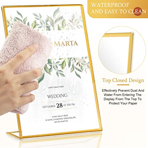 36 Pack Acrylic Sign Holder Gold Frame Table Numbers Slanted Back Menu Display Stand Clear Flyer Document Photo Display Holders Plastic Table Signs for Wedding Office(Vertical Style,4 x 6 Inch) - style: Vertical Style