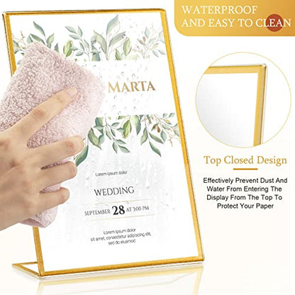 36 Pack Acrylic Sign Holder Gold Frame Table Numbers Slanted Back Menu Display Stand Clear Flyer Document Photo Display Holders Plastic Table Signs for Wedding Office(Vertical Style,4 x 6 Inch) - style: Vertical Style