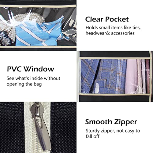 MISSLO 50" Gusseted Travel Garment Bag with Clear Zipper Pouch Breathable Dress Storage Garment Cover for Hanging Full Length Coat, Long Jacket, Suit with Tails - size: 50 inch