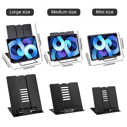 MSDADA Small Desk Book Stand Metal Reading Rest Book Holder | Adjustable Cookbook Documents Holder Portable Sturdy Bookstands for Recipes Textbooks Tablet Music Books(Light Blue) - color: Light Blue