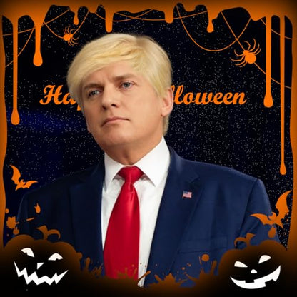 Men Blonde Wig,Donald Costume Blonde Wigs Synthetic Short Blonde Toupee Wigs for Cosplay Halloween Costume - color: DT-Blonde