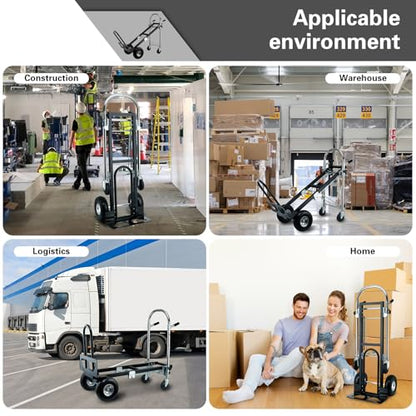3 in 1 Convertible Hand Truck Dolly Cart with Wheels (Black) | 1000 Lbs Appliance Dolly with Solid Wheels, Hand Truck Heavy Duty for Moving,Transport in Warehouses,Home,Factory - color: Black