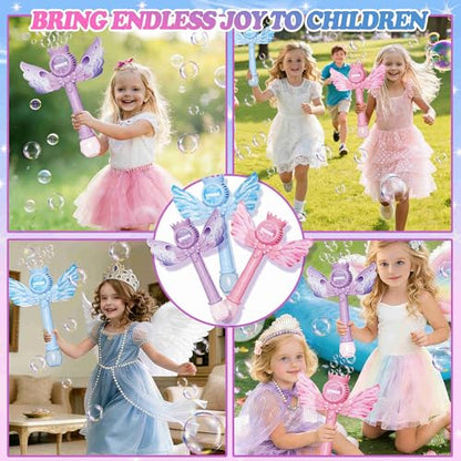 3-Pack Automatic Bubble Wands for Girls,Princess Bubble Machine with Rechargable Battery for Kids Summer Indoor Outdoor Toys Easter Birthday Wedding Party Gift