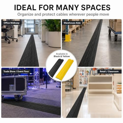 2 Pack Cable Cover L:38" xW:11" Heavy Duty 20,000LBS Black | 38"x11"x1.5" Heavy-duty holds 20,000lbs Drop-over design/Indoor Black, durable & low-profile - size: 38"x11"x1.5"