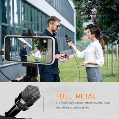 COMICA HRM-S Handheld Interview Microphone for Smartphone, 3.5mm TRRS Cardioid Condenser Reporter Mic for Video Recording, Interview, Speech, Vocal