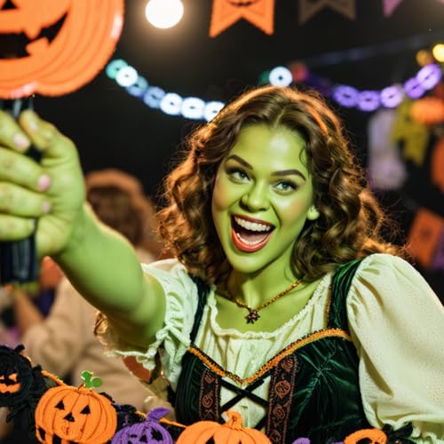Ogre Green Face Paint with Setting Powder and sponge,1.01 Oz Water Based Green Body Paint,Halloween Face Painting Kit SFX Makeup Cosplay Monster Witch Elphaba Costume for Adults & Kids - color: Ogre green with setting powder