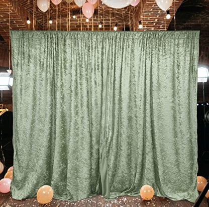 AK TRADING CO. 10 feet x 10 feet Panne Velvet Event Backdrop Drapes Curtains Panels with Rod Pockets - Wedding Ceremony Party Home Window Decorations - Sage Green - color: Sage Green