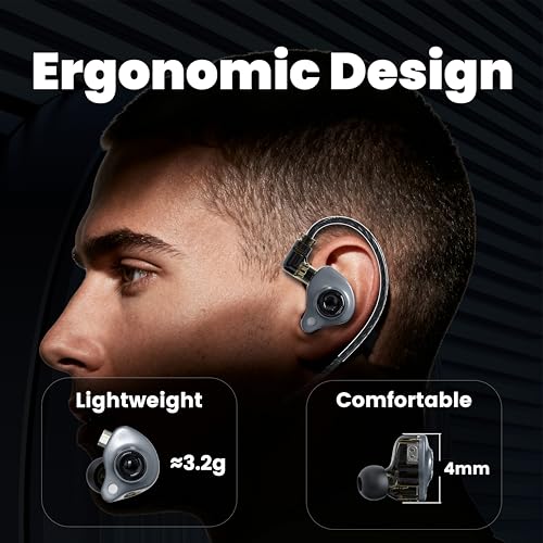 in Ear Monitor Headphones with Mic,USB C,Gray,10mm Driver | 10mm Dynamic Driver,Detachable 4N OFC Cable,HiFi IEM Earphones for Gaming and Gift Giving - color: Gray