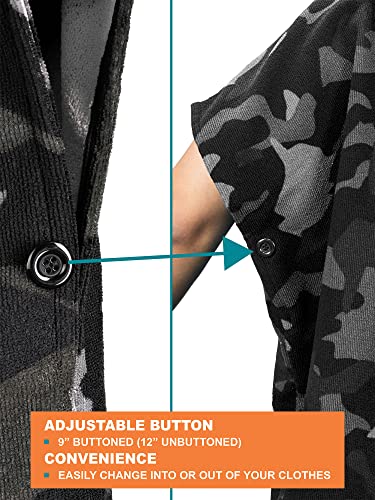 SUN CUBE Surf Poncho Changing Robe with Hood, Wetsuit Changing Hooded Towel | Thick Quick Dry Microfiber, Wetsuit Changing Towel, Surfing Beach Swim Outdoor Sports Cover Up, Adult Wearable Poncho - color: Camo Black