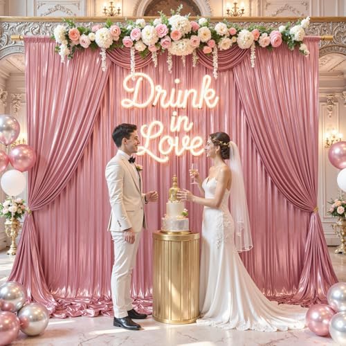 10x10ft Rose Gold Backdrop Curtains Glitter Sequin Photo Backdrop Curtain Fabric Sparkly Shimmer Drapes Backdrop Bridal Baby Shower Wedding Birthday Party Photography Backdrops 5x10FT, 2 Panels - color: Rose Gold, size: 10 ft X 10 ft(2 Panels 5ft X 10ft)