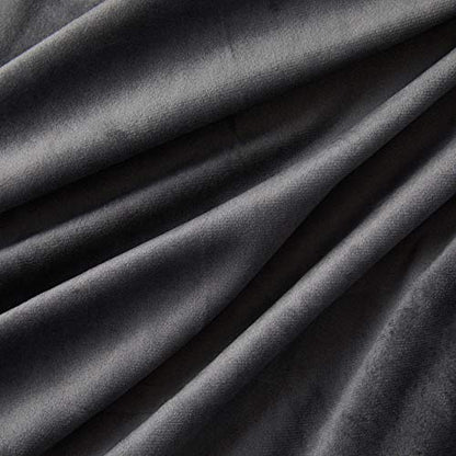 HLC.ME Lopez Velvet Premium Privacy Back Tab Rod Pocket Window Treatment Curtain Drapery Panels for Bedroom & Living Room - Set of 2 Panels (54 x 84 inches Long, Charcoal Grey) - color: Charcoal Grey, size: 54"W x 84"L (Pack of 2), style: Back Tab Rod Poc