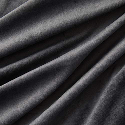 HLC.ME Lopez Velvet Premium Privacy Back Tab Rod Pocket Window Treatment Curtain Drapery Panels for Bedroom & Living Room - Set of 2 Panels (54 x 96 inches Long, Charcoal Grey) - color: Charcoal Grey, size: 54"W x 96"L (Pack of 2), style: Back Tab Rod Poc