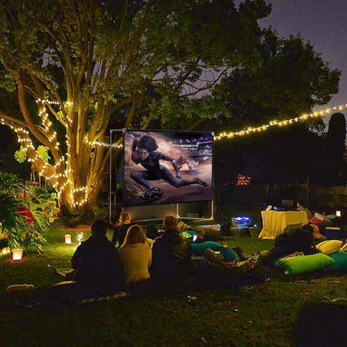 Projector Screen and Stand 150 inch Large Outdoor Projection Screen 16:9 HD 4K Portable Projection Movie Screen with Carry Bag Foldable Anti Crease Windproof Design for Home Theater Backyard Cinema - size: 150 inch