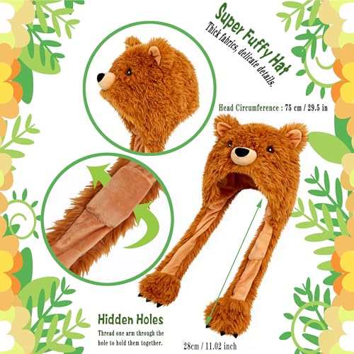 dressfan Plush Animal Hat with Ear Flaps,Novelty Christmas & Birthday Gifts for Adults & Children,One Size Fits All - color: Brown