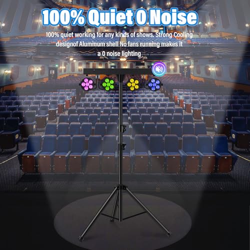Telbum DJ Stage Lights with Stand, 240W RGBW LED Par Light, DMX, Wireless Footpedal, Remote Control, Sound-Activated Professional DJ Lighting Package for Gig Bar Wedding Party Show Church and Concerts