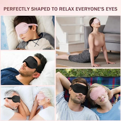 Amrules 2 Pack Silk Sleep Mask Set Adjustable, Blush Pink & Black | Premium Fabric, Soft & Breathable, Adjustable Strap For Perfect Fit, Lightweight, Blocks Light, For Home, Travel & Meditation - color: Blush Pink & Black-silk Floss