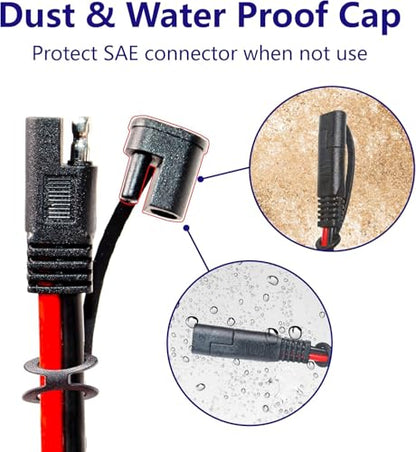 BFXM 4 Pcs 10AWG 2FT SAE Connector Extension Cables with 15& 20A Fuse | 2 Pin SAE to O Ring Terminal Quick Disconnect Harness for Car, Motorcycle, Solar Panel - color: 10awg2ft*4