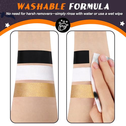 BOBISUKA Metallic Gold Face Body Paint Stick Washable Water-Based Face Paint Makeup Stick for Halloween Skull, Goth, Cosplay, SFX, Sports Eye Black & Costume Party - color: Gold