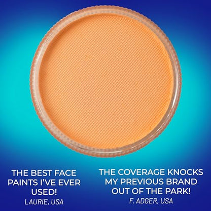 Blue Squid Face Paint Water Based Single Cake Professional Face Paint & Body Paint - Water Activated, Kids Adults Face Painting for Costume, Halloween Makeup, Cosplay - UV Pastel Orange Face Paint 30g - color: UV Pastel Orange