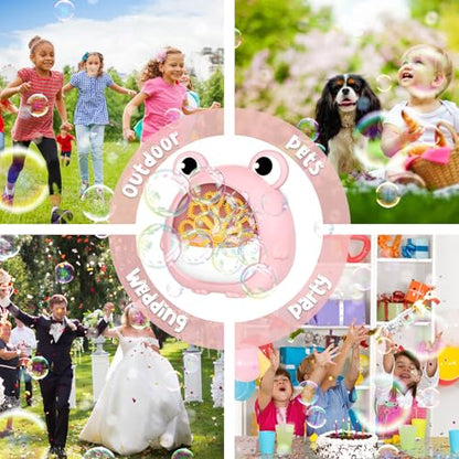 Frog Bubble Machine Toys for Kids 3-8, Outdoor Party Birthday Gift | Bubble Blower Maker with 2 Solutions, Gift for 3 4 5 6 7 8 Year Old Girls Boys - color: Pink