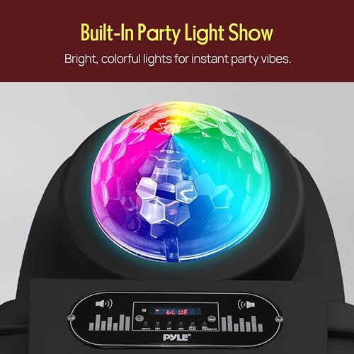 Wireless Portable PA Speaker System - 700 W Battery Powered Rechargeable Sound Speaker and Microphone Set with Bluetooth MP3 USB Micro SD FM Radio AUX 1/4" DJ Lights - for PA/Party - Pyle PSUFM1280B