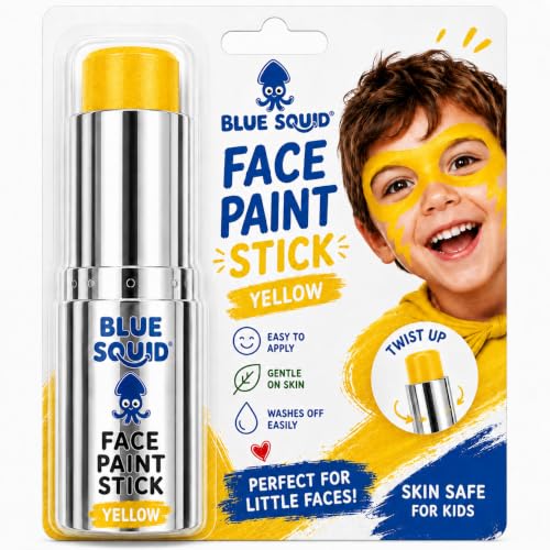 Blue Squid Yellow Face Paint Stick - Water based Body Paint for Adults & Kids - Vegan Hypoallergenic Twist-Up Non-Toxic Makeup Stick for Cosplay, & SFX (Yellow) - color: Yellow