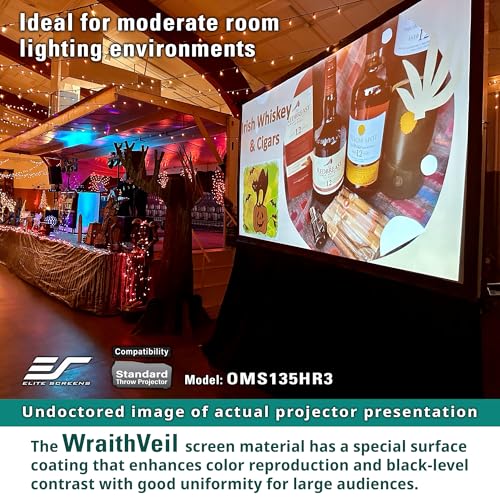 Elite Screens Yard Master 2, 120-inch Outdoor Portable Fast Folding Projector Screen w/ Stand 16:9, 8K 4K Ultra HD 3D Movie Theater Cinema REAR Projection, OMS120HR3, US Based Company 2-YEAR WARRANTY - size: 120-inch, style: 16:9 Aspect Ratio